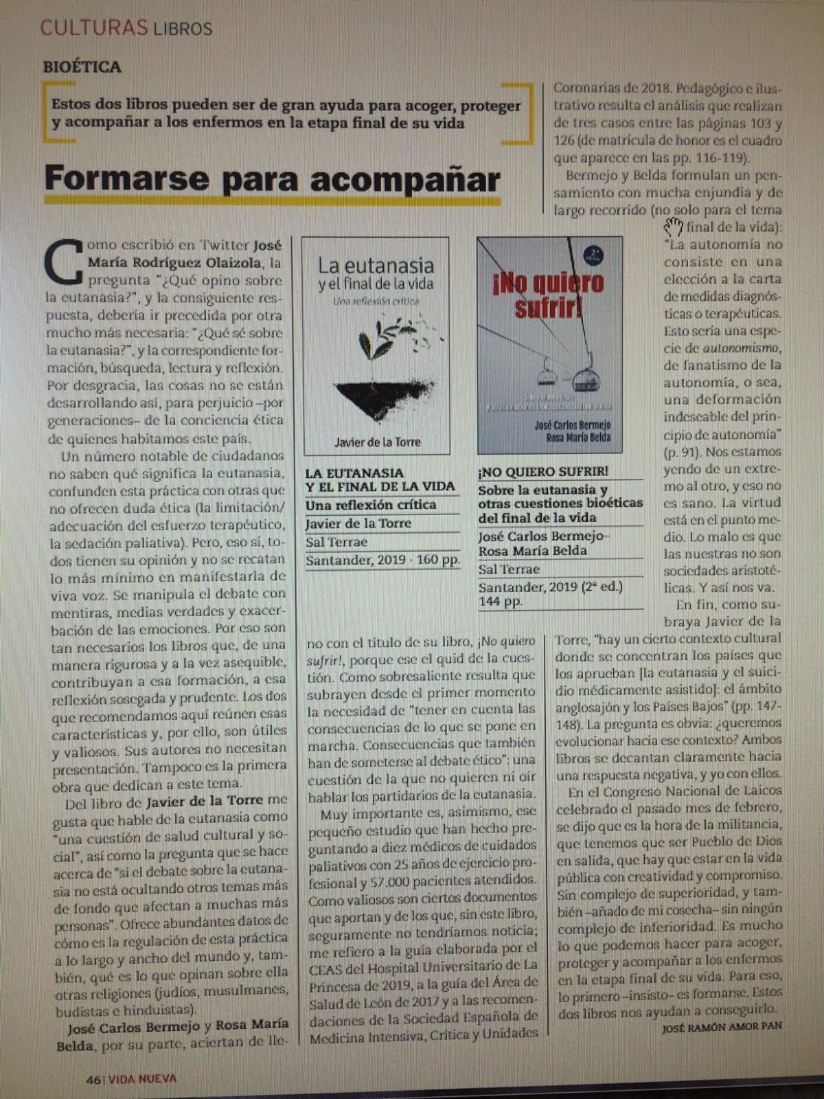 Recensión libro eutanasia de Belda y Bermejo