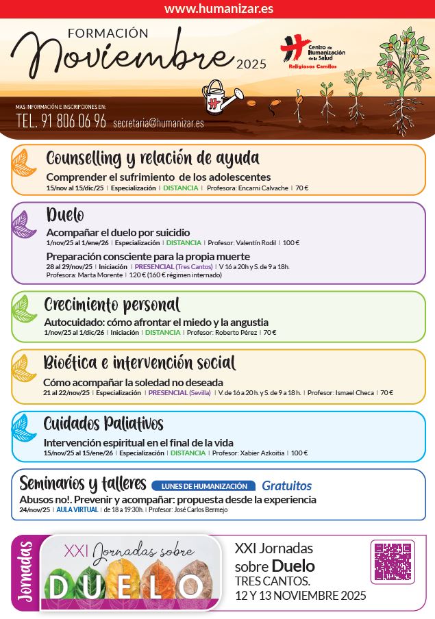 Formación en humanización y cuidado para noviembre